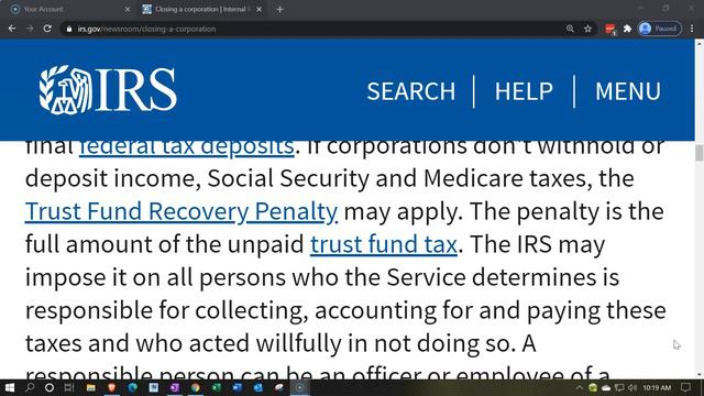 IRS News - Closing a corporation смотреть онлайн