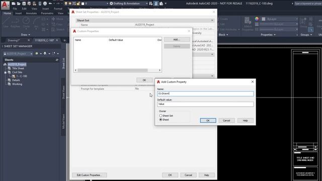 Entering a non breaking space using the Sheet Set Manager in AutoCAD смотреть онлайн