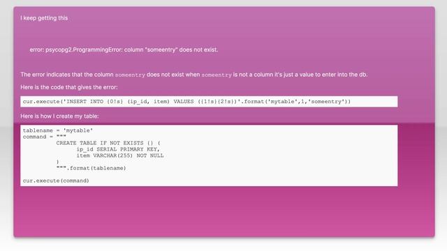 psycopg error, column does not exist смотреть онлайн
