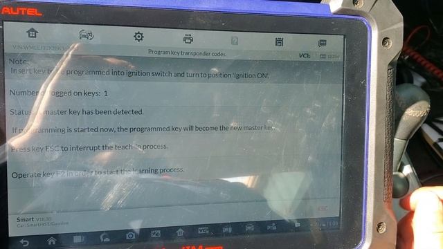 How to program key on Smart Fortwo (all keys lost, add key, ECU replacement) Autel IM608 смотреть онлайн