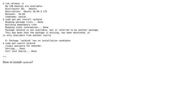 Ubuntu: How to install rpcbind? смотреть онлайн