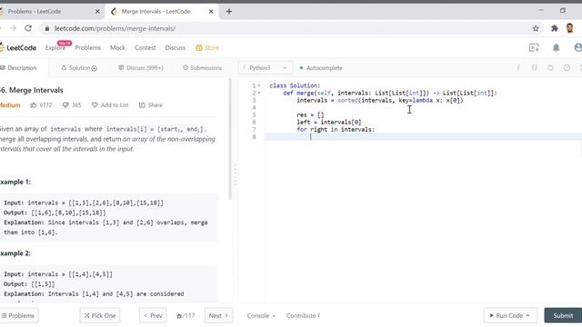 LeetCode 56: Merge Intervals: Python Medium смотреть онлайн
