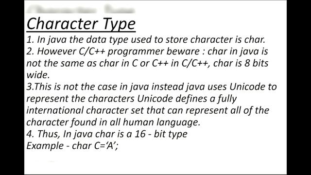 Character Types In Java смотреть онлайн