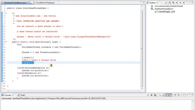 JAVA CAN WE START A DEAD THREAD TWICE DEMO смотреть онлайн