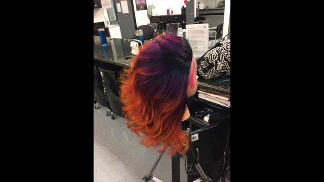 Ombre Balayage Bright Fashion Rainbow Colors. Blue, purple, pink, orange, yellow & pastel pink! смотреть онлайн