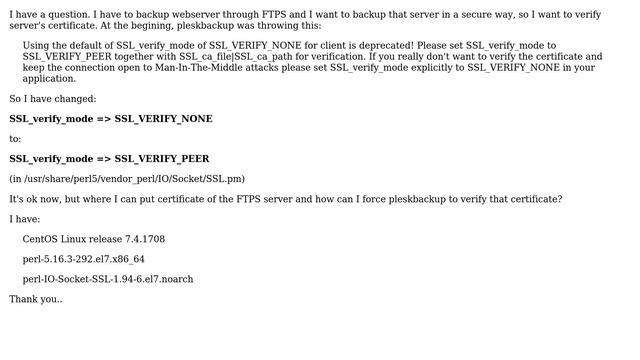 DevOps & SysAdmins: pleskbackup - FTPS - certificate verification смотреть онлайн