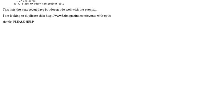 Wordpress: How do I list the next 7 days and any events (cpt) contained in those days? смотреть онлайн