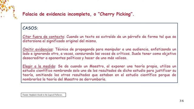 Falacia de evidencia incompleta o “Cherry Picking”. Argumento de un solo lado. смотреть онлайн