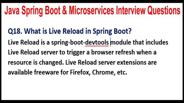 Java Spring Boot & Microservices Interview Questions | Q18. What is Live Reload in Spring Boot? смотреть онлайн