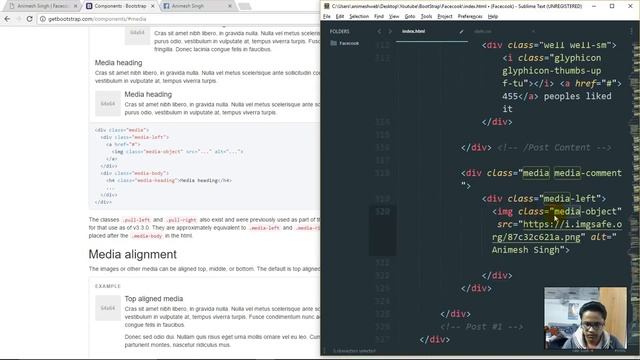 Clone Facebook with Bootstrap #8 Build sample post outlook смотреть онлайн