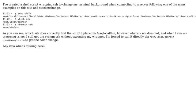 Terminal: command overridden via shell script in /usr/local/bin not executed unless called directly смотреть онлайн