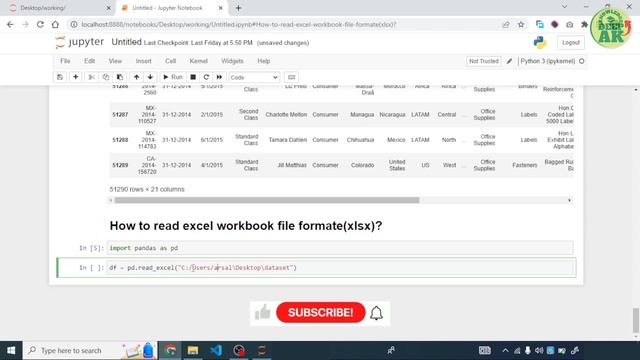 how to load excel(xlsx) file in jupyter notebook | load excel file jupyer notebook смотреть онлайн