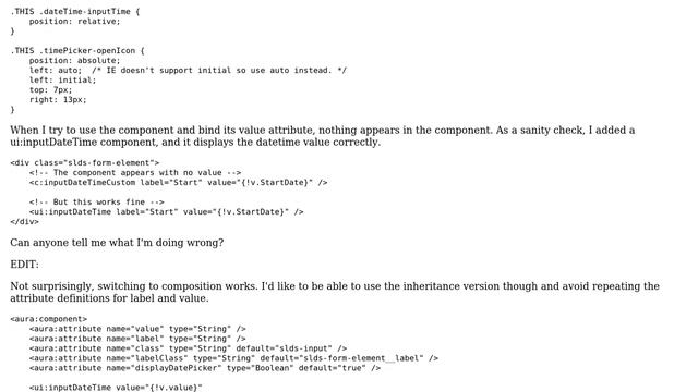 When I extend ui:inputDateTime, setting a date for the value attribute doesn't display the date смотреть онлайн
