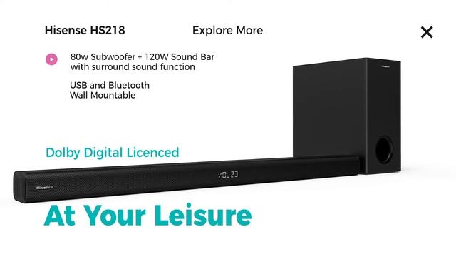Hisense Soundbar | HS218 смотреть онлайн