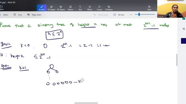 Proof by Induction - Prove that a binary tree of height k has atmost 2^(k+1) - 1 nodes смотреть онлайн