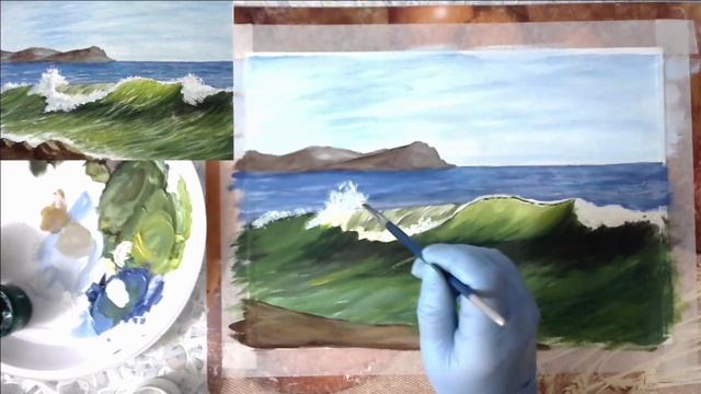 Художники от слова ХОРОШО! Учимся рисовать волну. Гуашь. Learning how to draw a wave. Gouache. смотреть онлайн