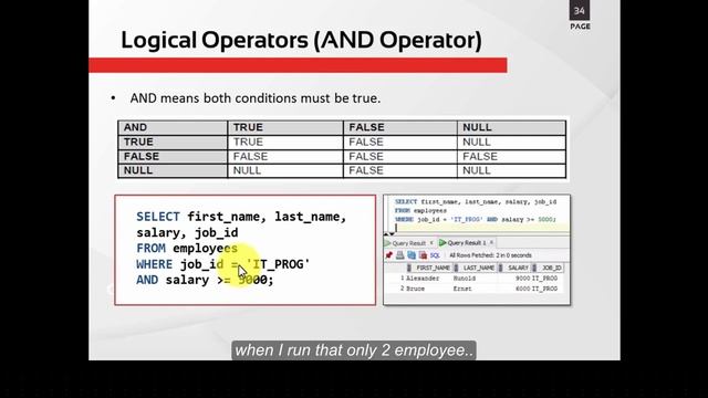 Oracle SQL Certified Beginner to advanced - Restricting Data - Logical Operators - Video 27 - 2020 смотреть онлайн