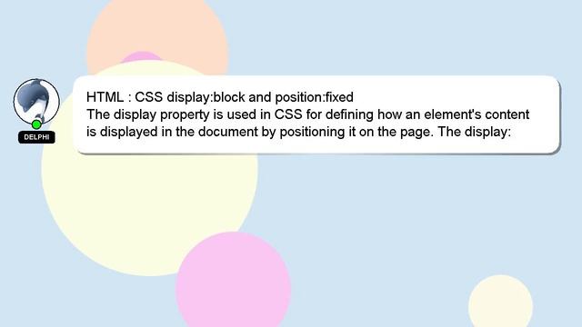 HTML : CSS display:block and position:fixed смотреть онлайн
