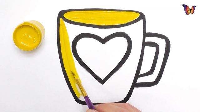 Как нарисовать ПОСУДУ / мультик раскраска ЧАШКА для детей / Учим цвета / Раскраски Малышам смотреть онлайн