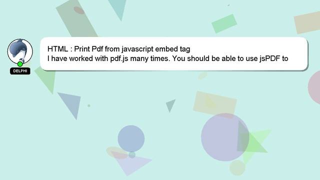 HTML : Print Pdf from javascript embed tag смотреть онлайн