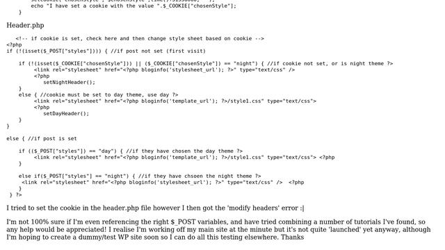 Wordpress: Using PHP to toggle stylesheet and header image, set in cookie смотреть онлайн