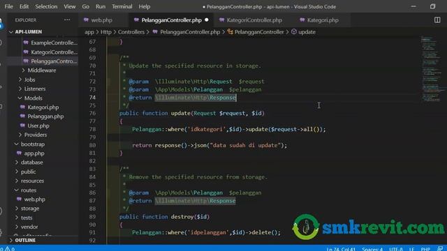 Tutorial Belajar API Menggunakan Laravel Lumen #11 Update Data смотреть онлайн