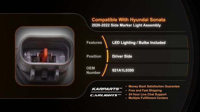 Hyundai Sonata Side Marker Light 2020 Driver Side LED | Partslink # HY2550117 смотреть онлайн