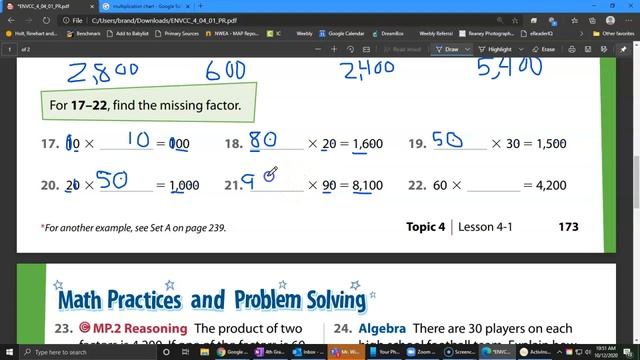 Lesson 4-1 Mental Math: Multiply Multiples of 10EnVision Math 4th Grade смотреть онлайн