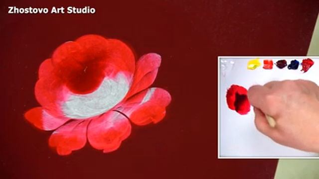 #5 How to Paint Rose flower in Oil | Как нарисовать РОЗУ маслом. Мастер-класс по Жостовской росписи смотреть онлайн