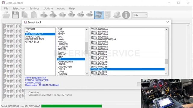 KIA/HYUNDAI Airbag crash reset via OBD by Gromcalctool software смотреть онлайн