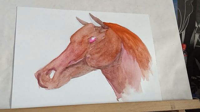 Кінь під дощем (акварель)/ Лошадь под дождем (акварель)/ Horse in the rain (watercolor) смотреть онлайн