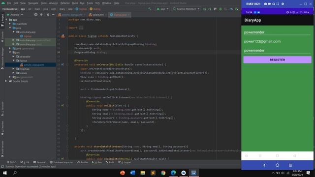 Crate Register Using Firebase and Java 1 - Diary App part 5 смотреть онлайн