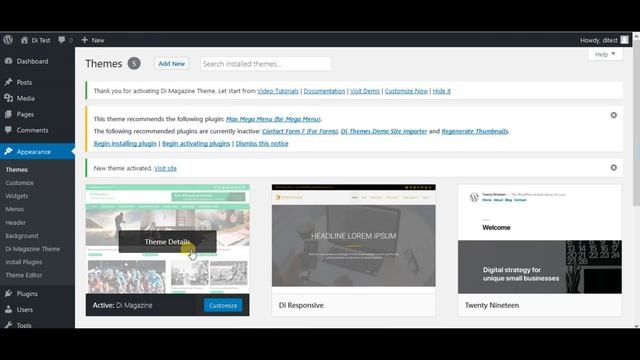 Installation - Di Magazine WordPress Theme смотреть онлайн