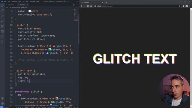 Animated glitch text effect with CSS only смотреть онлайн