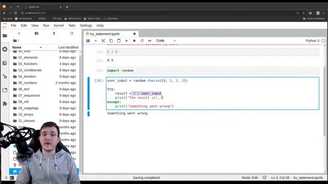 Handling runtime errors with the try statement смотреть онлайн
