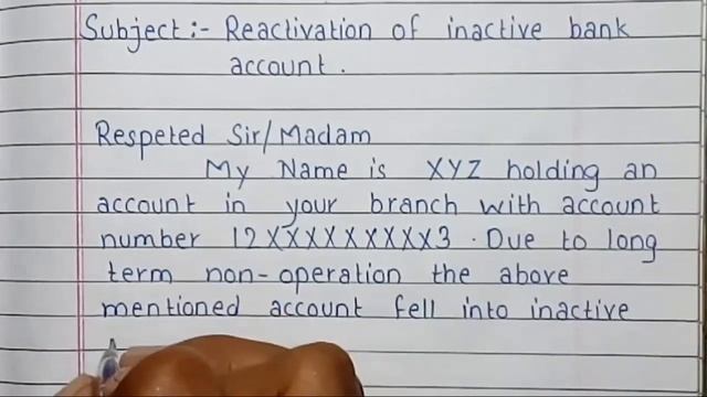 Write an application to the bank manager to reactivate bank account | Handwriting смотреть онлайн