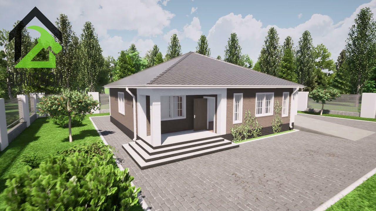 D-220 проект одноэтажного дома с гаражом и террасой от СК 