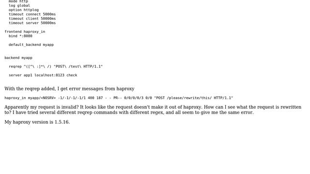DevOps & SysAdmins: HAProxy URL Rewrite gives 400 Bad Request and NOSRV смотреть онлайн