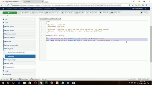 Joomla tutorial part 3: How to add and change footer text in joomla 3 смотреть онлайн