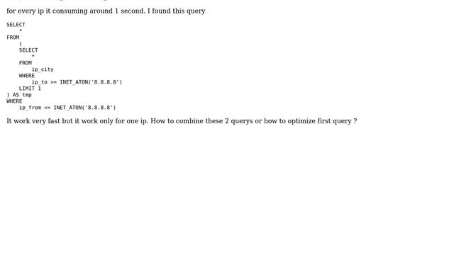 Databases: performance issue on using ip2location for group of ips смотреть онлайн
