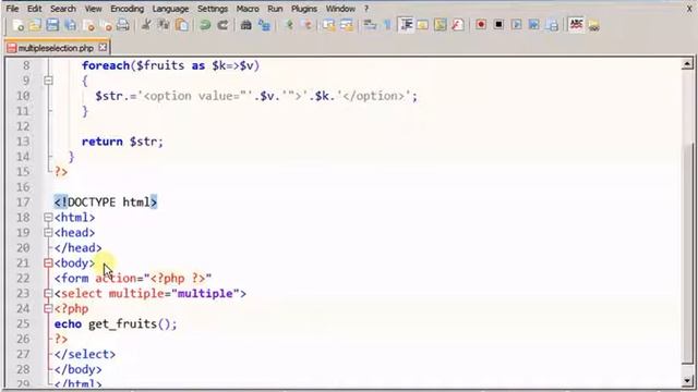 Multiple select list in PHP смотреть онлайн