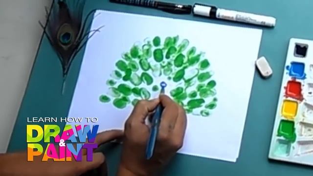 Learn how to draw and paint Thumb print peacock смотреть онлайн