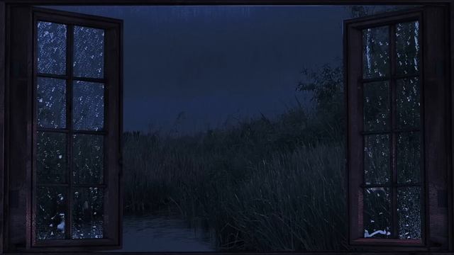Heavy Rain and Thunder - Window Rain Sound - 1 hour Rain Sounds for Sleep - Green noise смотреть онлайн