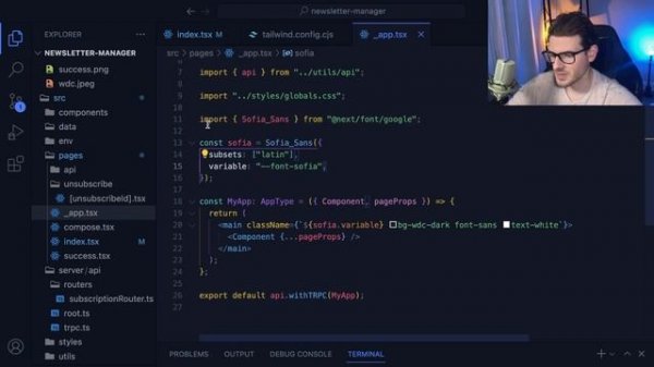 How to setup google fonts in next 13 with tailwind css