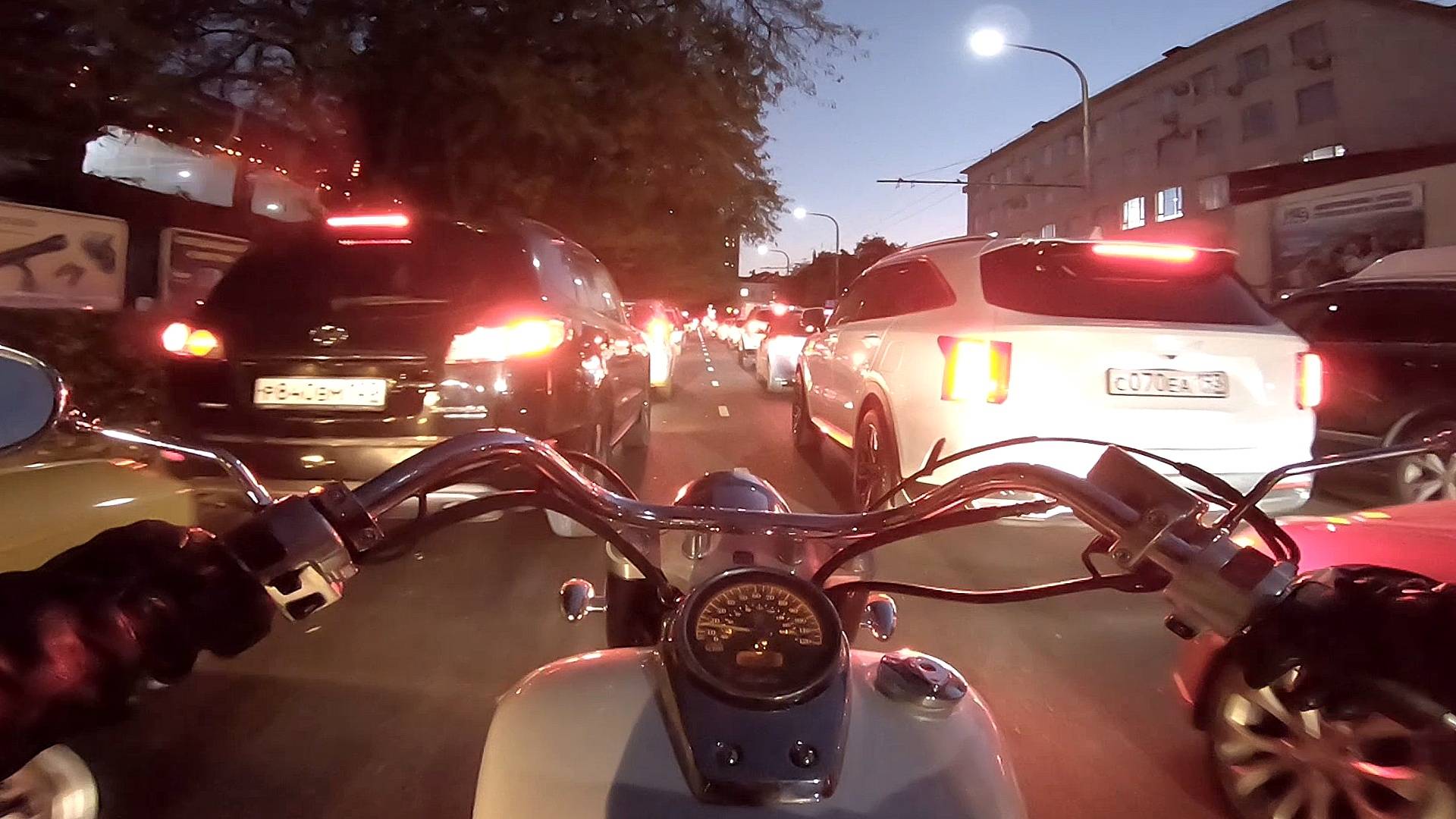 Езда на мотоцикле Honda Shadow Aero 750 #7 || Ночная поездка
