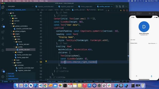 Flutter - Firebase Authentication - 21 (Mostrando los datos del usuario) смотреть онлайн