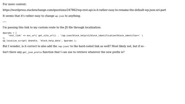 Can we assume that /wp-json/ will always be /wp-json/ under any circumstances when creating... смотреть онлайн