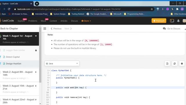 Day 2, Aug Leetcode challenge, Design HashSet смотреть онлайн