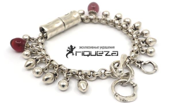 Серебряный браслет женский с подвесками Ciclon бордовый смотреть онлайн