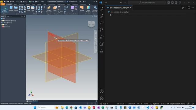 Part 1: Creating 3D model using Python and Autodesk Inventor API смотреть онлайн